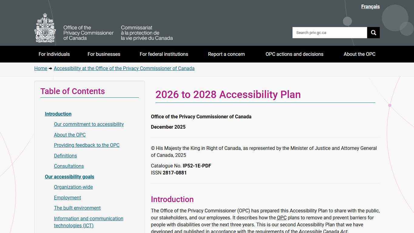 2026 to 2028 Accessibility Plan - Office of the Privacy Commissioner of Canada