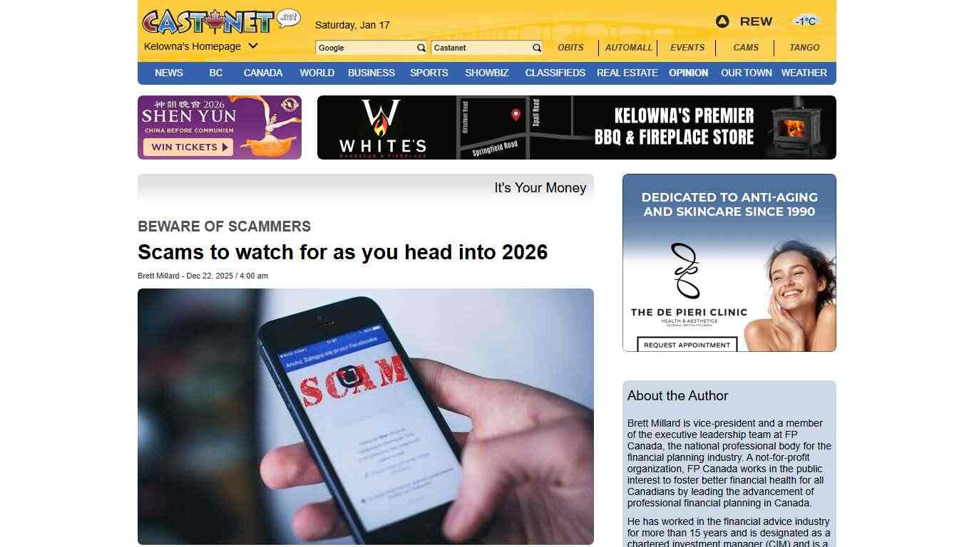 Scams to watch for as you head into 2026 - Castanet.net